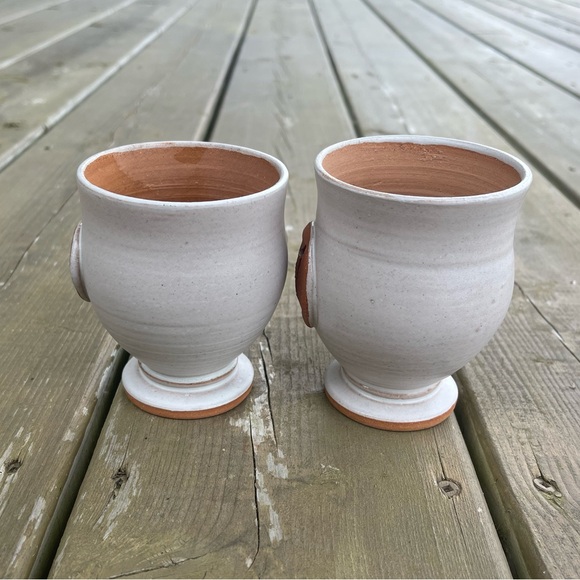 Set of 2 Michael Stanley PEI Prince Edward Island Red Clay Pottery Wine Goblets - Picture 4 of 14